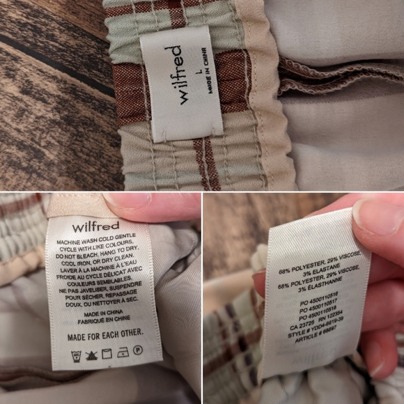 Wilfred Aritzia Soleste Plaid High Rise Pull On cuffed Pant size Large - Picture 11 of 13